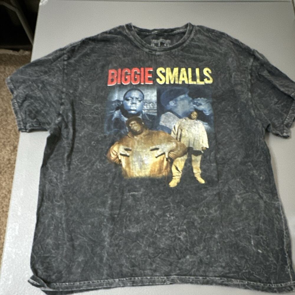 The Notorious B.I.G. Biggie Smalls Graphic T-Shirt Black/Gray Acid Wash XL